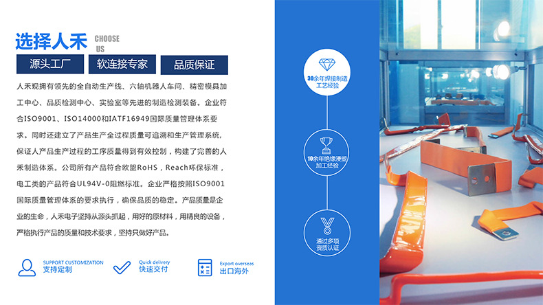 專業(yè)生產(chǎn)PVC護(hù)套、銅排、鋁排、新能源電池銅/鋁軟連接-人禾電子